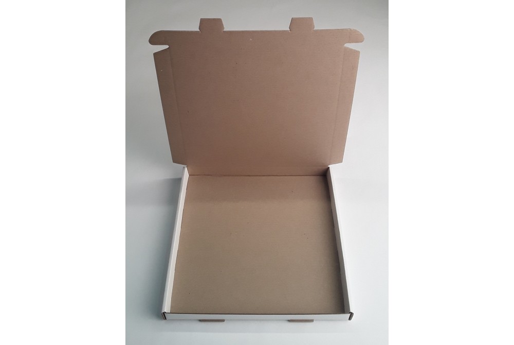 Самосборная коробка из двухцветного микрогофрокартона (белый/бурый) марка Т11, формат 225мм*220мм*20мм (длина*ширина*глубина).