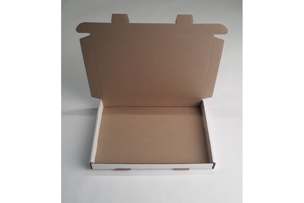 Самосборная коробка из двухцветного микрогофрокартона (белый/бурый) марка Т11, формат 220мм*160мм*20мм (длина*ширина*глубина).
