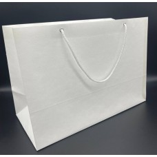 Пакет из дизайнерской бумаги Эфалин цвет белый размер 340мм*400мм*150мм-горизонтальный. В упаковке 10 штук. Цена за одну упаковку.